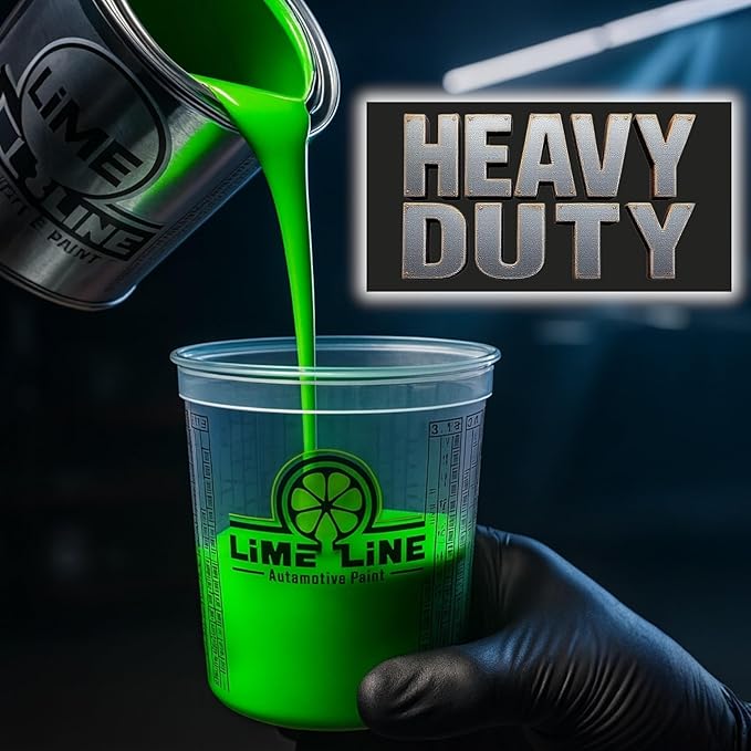 LiME LiNE Solvent Resistant Mixing Cups - Disposable Automotive Paint & Epoxy Measuring Cups Graduated 4:1, 3:1, 2:1 Ratios with Ounce & Milliliter Markings