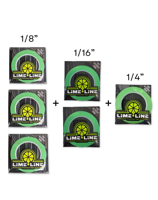 LiME LiNE Precision Tapes Bundle - 3x 1/8 inch + 2x 1/16 inch + 1x 1/4 inch + 6 Blades