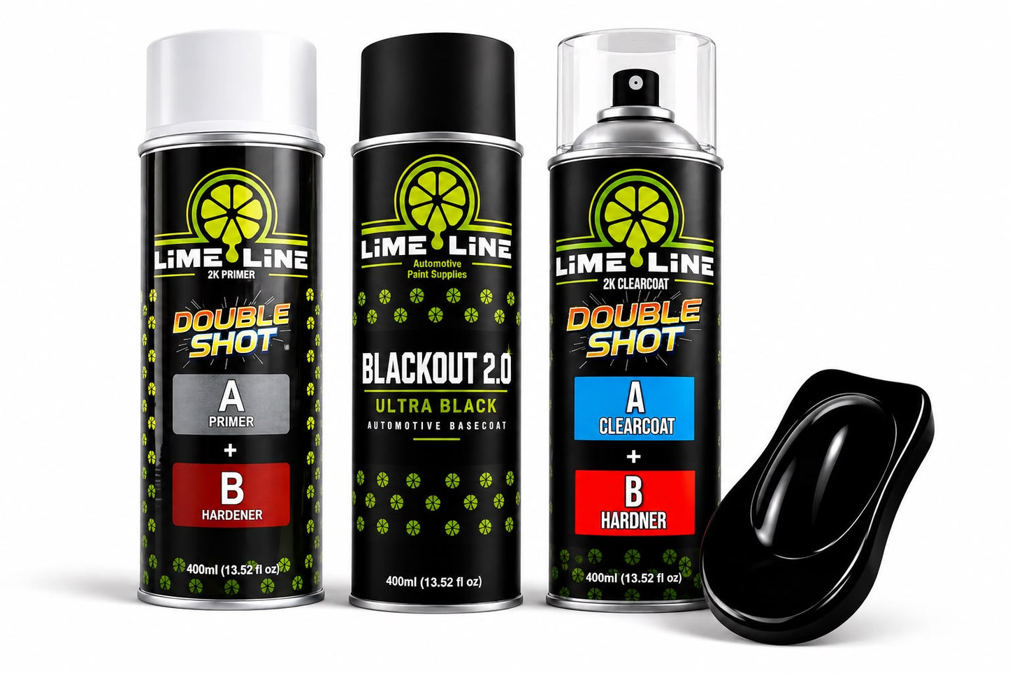 LiME LiNE Blackout 2.0 Automotive Basecoat Aerosol Kit - Professional Ultra Deep Black Car Spray Paint