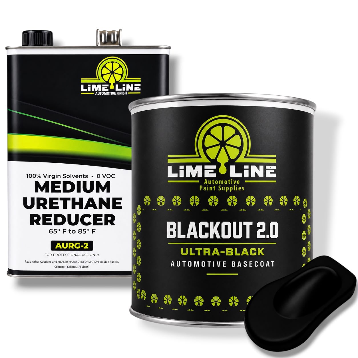 LiME LiNE Blackout 2.0 Automotive Basecoat + Urethane Reducer Kit -Professional Ultra Deep Black Car Paint