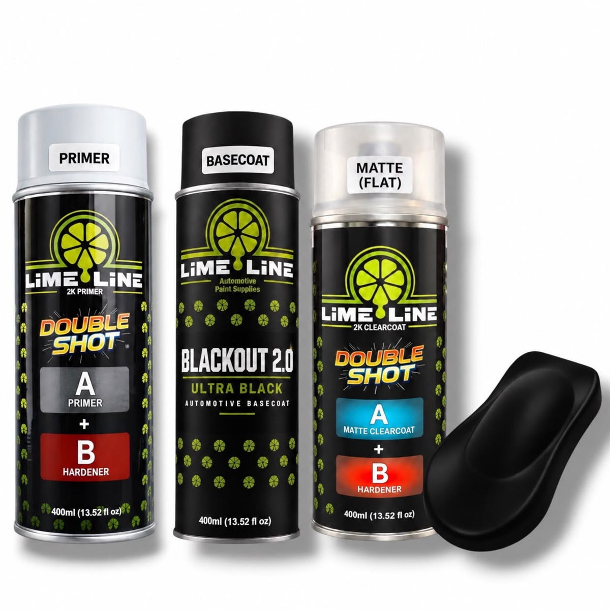 LiME LiNE Blackout 2.0 Automotive Basecoat Aerosol Kit - Professional Ultra Deep Black Car Spray Paint