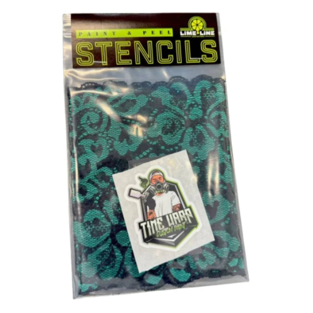 What kind of design does the stencil fabric feature?
