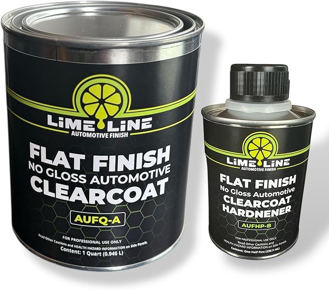LiME LiNE Automotive Flat/Satin Clear Coat, No Gloss Urethane 2k Top Coat with Hardner Included - 1.25 Quart Questions & Answers