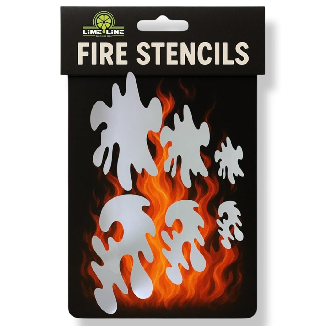 LiME LiNE 6-Piece Realistic Fire Airbrush Stencil Kit - Automotive Custom Paint Templates, Cars, Trucks, Motorcycles, Hot Rods