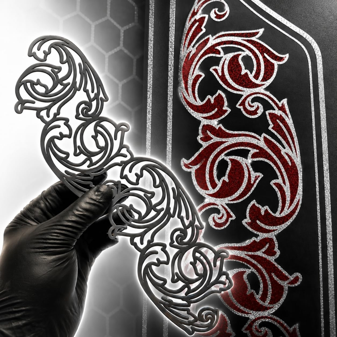 LiME LiNE 6 Piece Two Step Filigree & Scrollwork Stencil Set for Automotive Custom Paint & Airbrush Art Template
