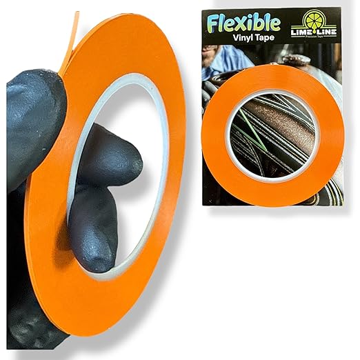 LiME LiNE Flexible Vinyl Fine Line Masking Tape for Automotive Custom Paint, No Residue Orange Pinstriping Tape - 1/4" 1/8" 1/16"