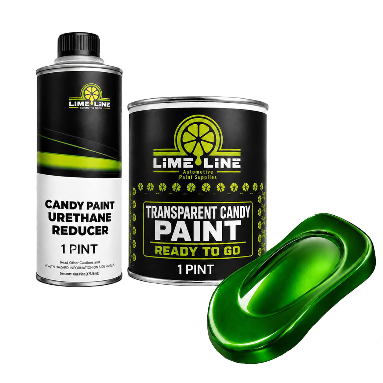 LiME LiNE Ready-To-Go Transparent Candy Paint System – Automotive Custom Paint for Cars, Trucks & Motorcycles – 1:1 Reducer Included – Must Be Clearcoated - 1 Pint Kit