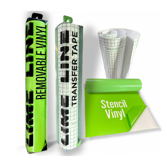 LiME LiNE Combo Removable Vinyl Stencil Masking, Bonus Transfer Tape, No Residue