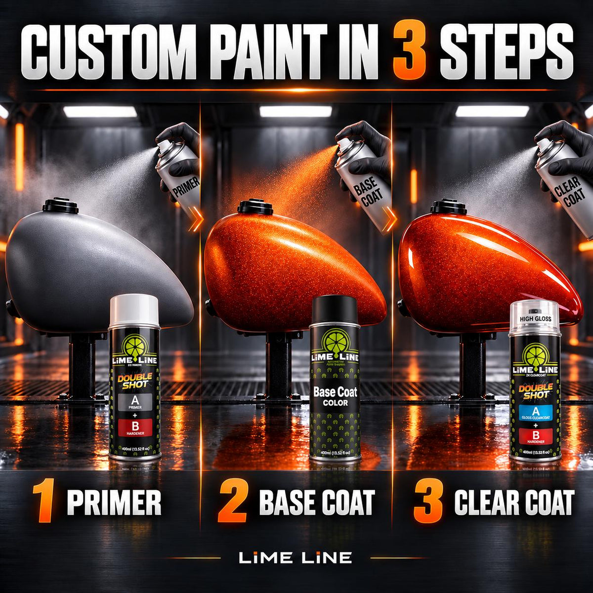 LiME LiNE Double Shot Automotive 2K Semi-Gloss Clearcoat Aerosol - Professional Satin Finish Spray Paint for Auto Body & Custom Paint