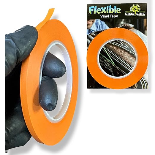 LiME LiNE Flexible Vinyl Fine Line Masking Tape for Automotive Custom Paint, No Residue Orange Pinstriping Tape - 1/4" 1/8" 1/16"