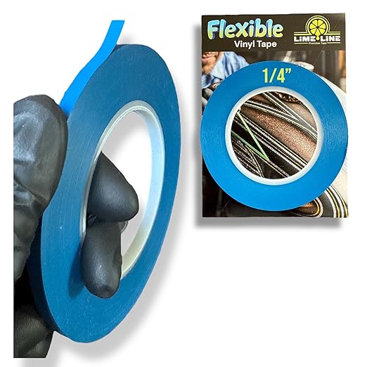 LiME LiNE Flexible Vinyl Fine Line Masking Tape for Automotive Custom Paint, No Residue Blue Pinstriping Tape - 1/4" 1/8" 1/16"
