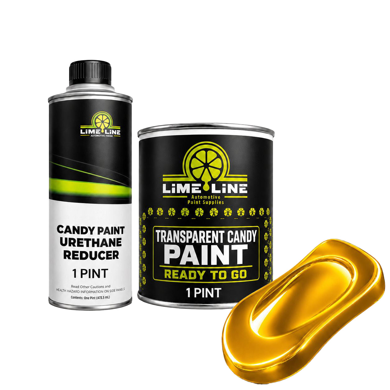 LiME LiNE Ready-To-Go Transparent Candy Paint System – Automotive Custom Paint for Cars, Trucks & Motorcycles – 1:1 Reducer Included – Must Be Clearcoated - 1 Pint Kit