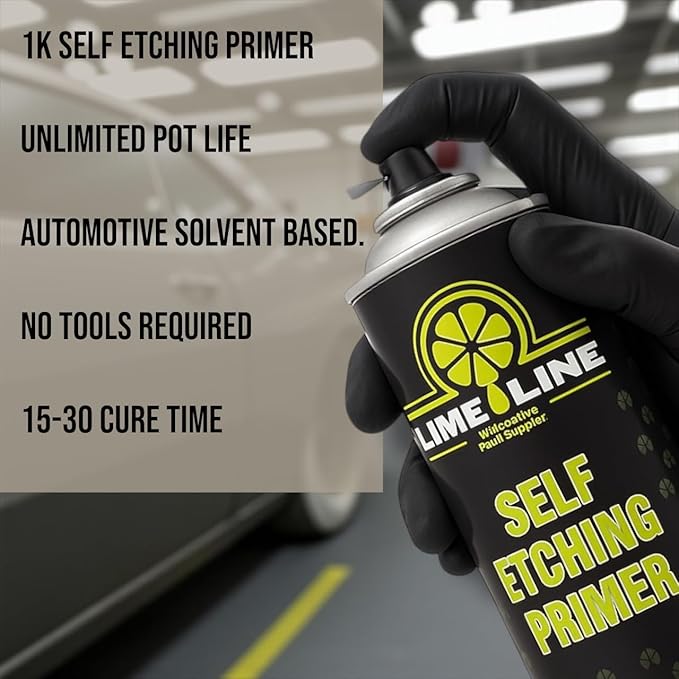 LiME LiNE Self Etching Primer – Professional Automotive Aerosol Primer for Bare Metal – Acid Etch Anti-Rust Formula – Fast-Drying, High Adhesion Spray Can