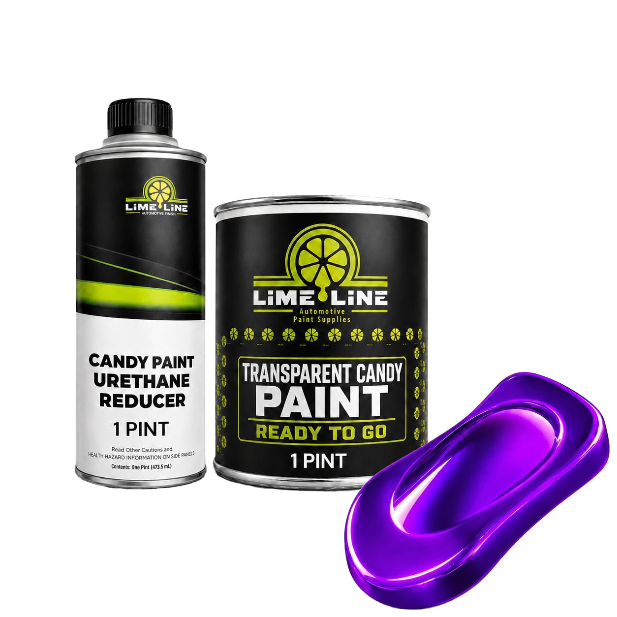LiME LiNE Ready-To-Go Transparent Candy Paint System – Automotive Custom Paint for Cars, Trucks & Motorcycles – 1:1 Reducer Included – Must Be Clearcoated - 1 Pint Kit
