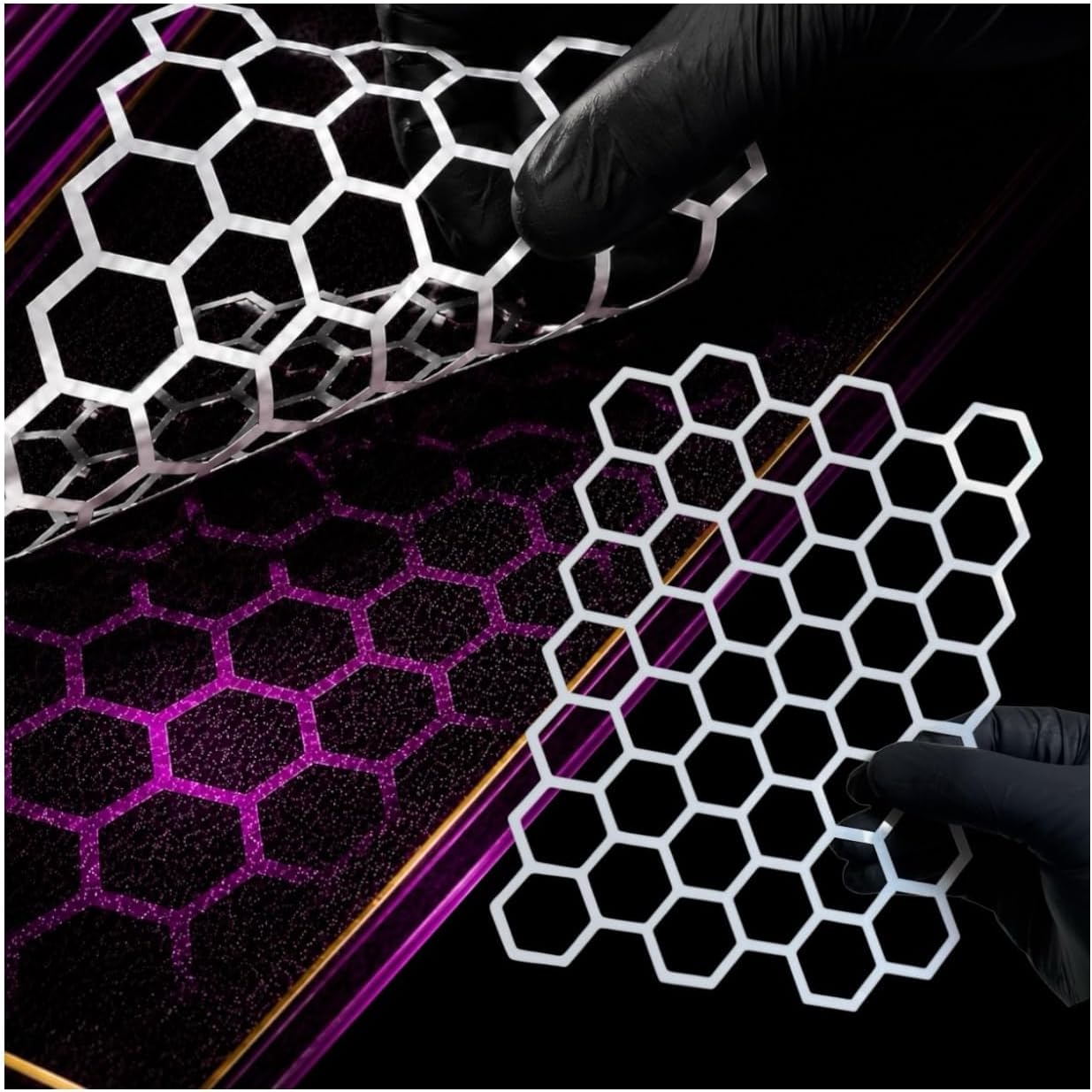 LiME LiNE Honeycomb Hexagon Stencil Set – 8 Piece Reusable Mylar Airbrush Stencils for Automotive Custom Paint, Spray Paint & Crafts