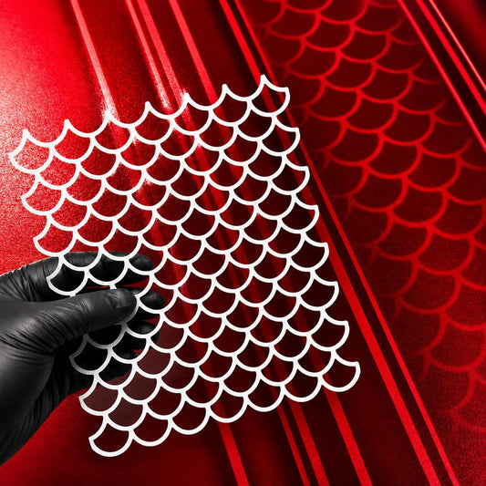 LiME LiNE 4-Piece Reusable Fish Scale Stencil Set for Airbrushing, Custom Paint & DIY Projects