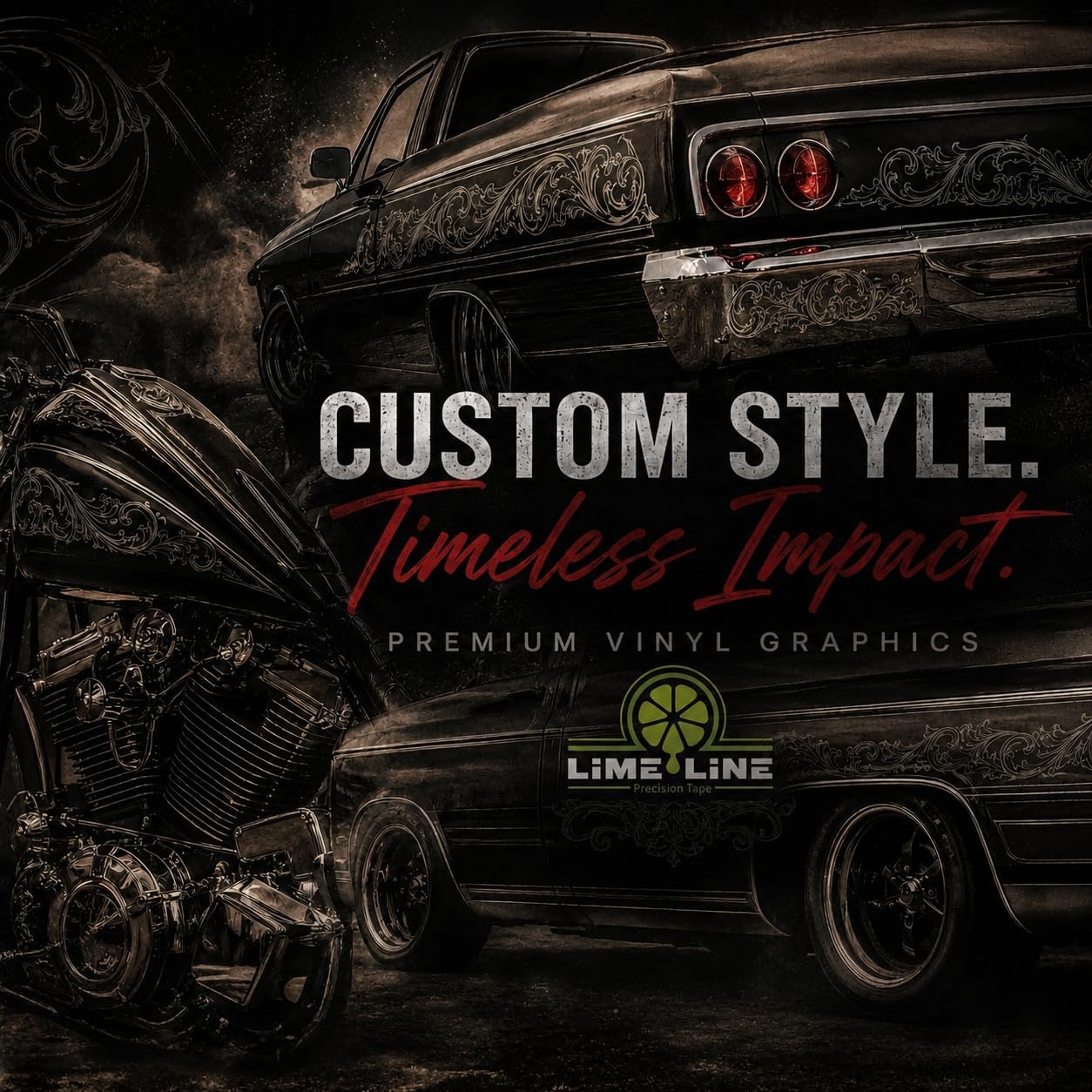 LiME LiNE 6 Piece Two Step Filigree & Scrollwork Stencil Set for Automotive Custom Paint & Airbrush Art Template