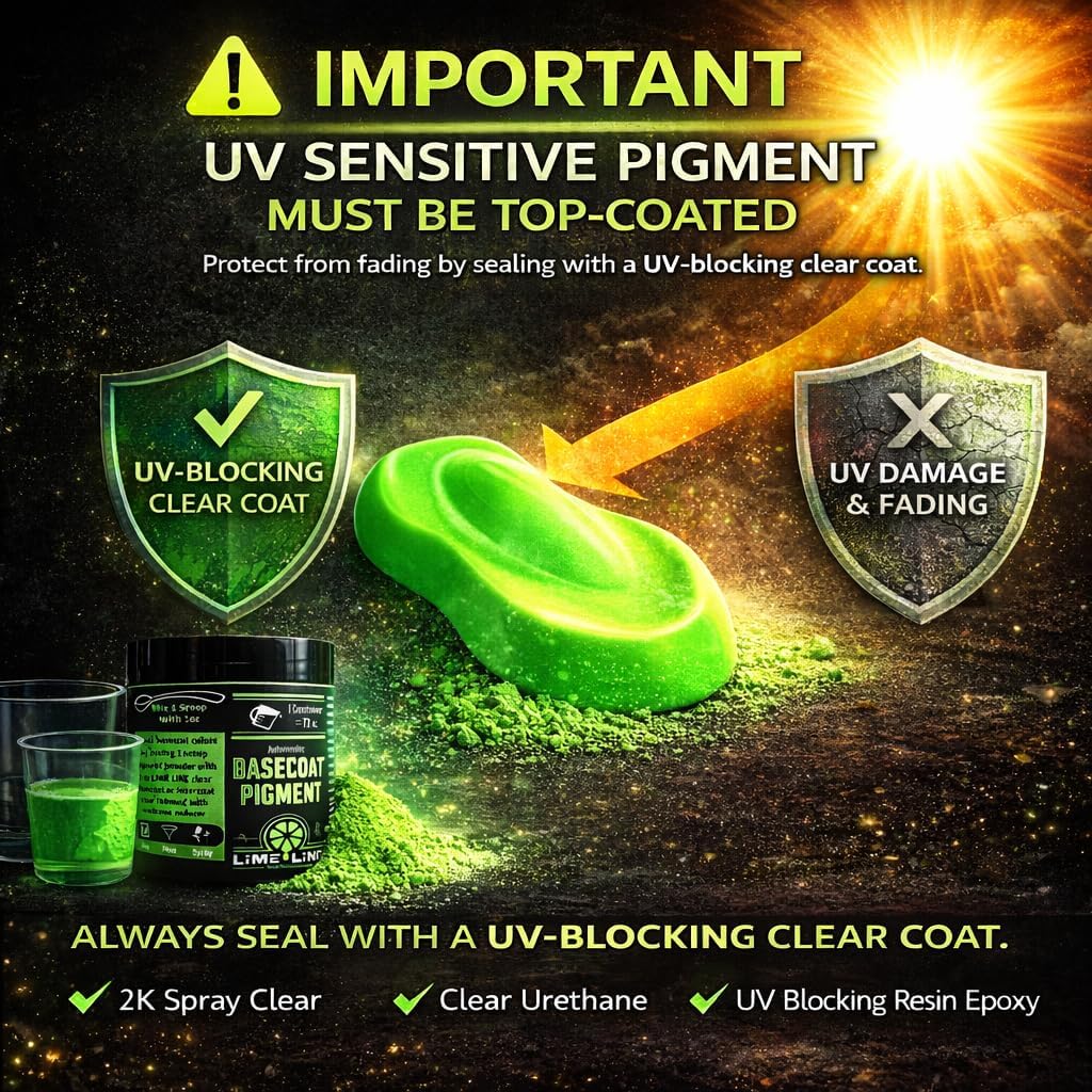 LiME LiNE Bright 90's Neon Automotive Grade Basecoat Maker Pigment Powder - Makes 12 Oz Sprayable Basecoat