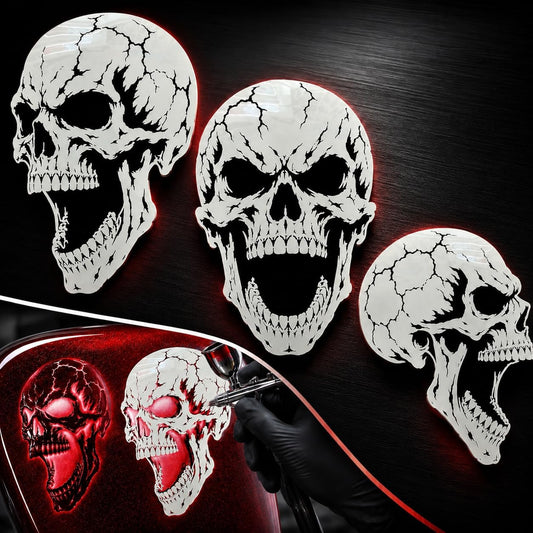 LiME LiNE Realistic Skull Airbrush Stencil Set - 9 Pcs Skull Design Templates