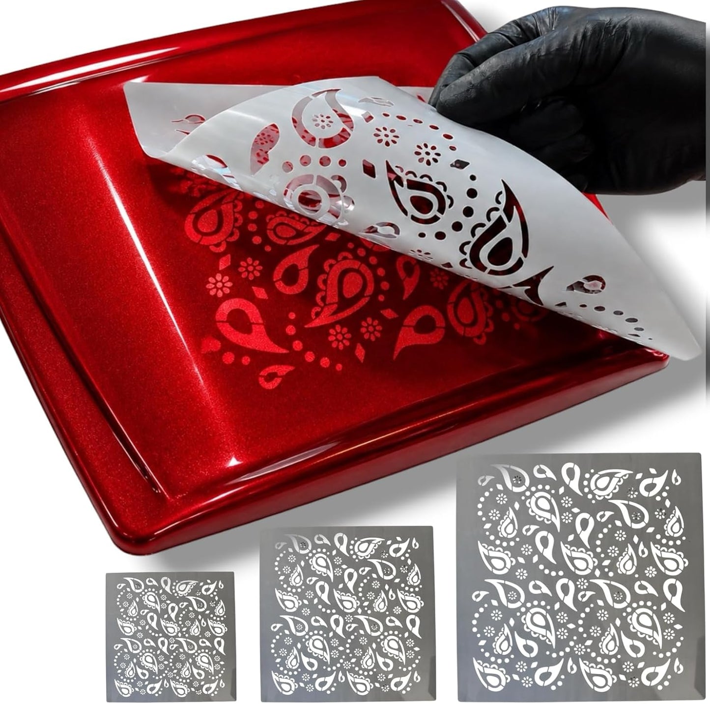 LiME LiNE Reusable Paisley Bandana Airbrush Stencil Sets for Airbrushing, Custom Paint & Crafting