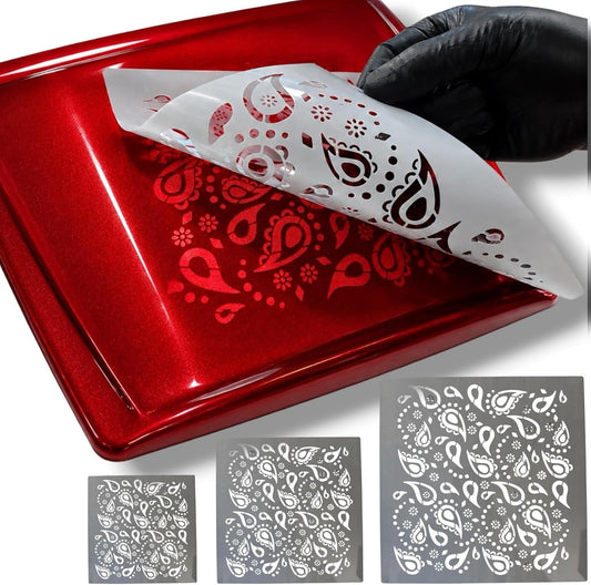 LiME LiNE Reusable Paisley Bandana Airbrush Stencil Sets for Airbrushing, Custom Paint & Crafting