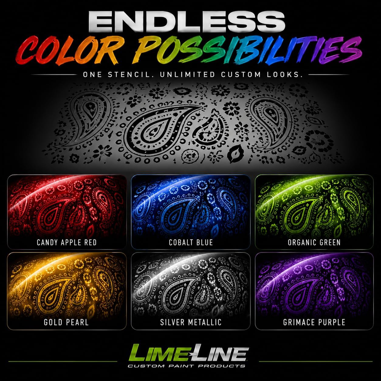 LiME LiNE Reusable Paisley Bandana Airbrush Stencil Sets for Airbrushing, Custom Paint & Crafting