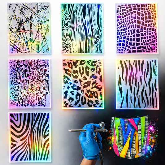 LiME LiNE Airbrush Stencil Set, Wood Grain, Grunge, Animal Print Custom Paint Template