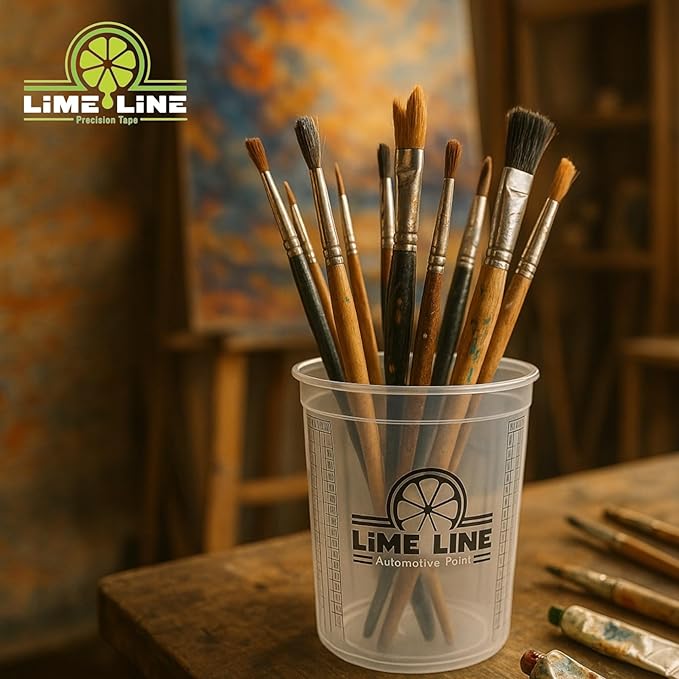 LiME LiNE Solvent Resistant Mixing Cups - Disposable Automotive Paint & Epoxy Measuring Cups Graduated 4:1, 3:1, 2:1 Ratios with Ounce & Milliliter Markings