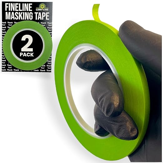 LiME LiNE 1/4" Width Green Fineline Paper Masking Pinstriping Tape for Automotive Airbrushing Designs (2 Pack)