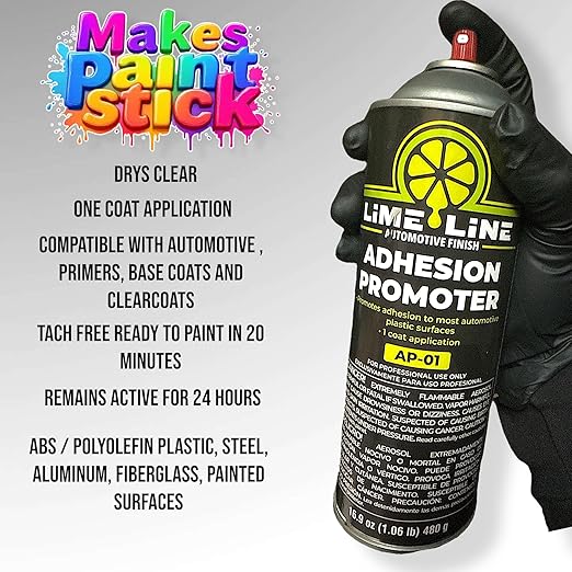 LiME LiNE Plastic & Metal Adhesion Promoter, Dries Clear: Promotes Primer, Basecoat and Clearcoat Adhesion, 16.9 oz Aerosol Can