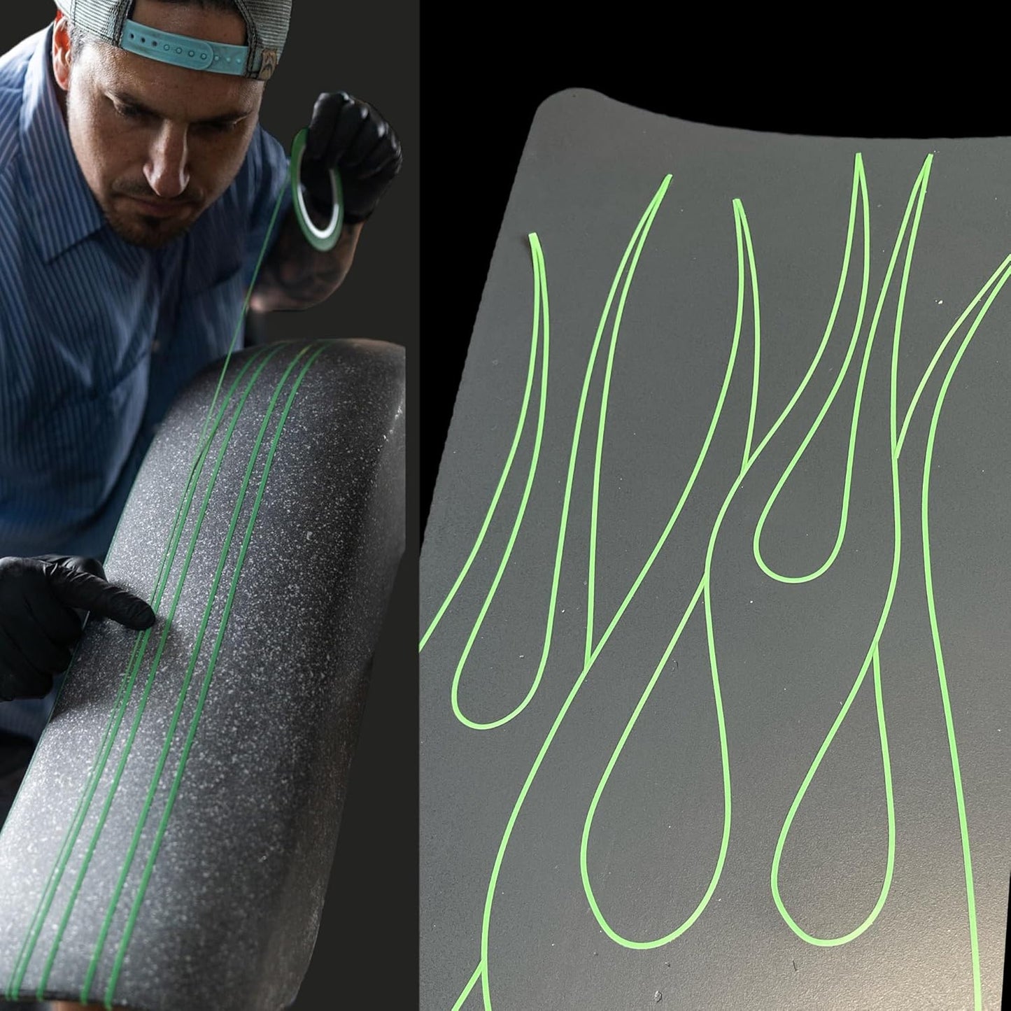 LiME LiNE Flexible Vinyl Fine Line Masking Tape for Automotive Custom Paint, No Residue Blue Pinstriping Tape - 1/4" 1/8" 1/16"