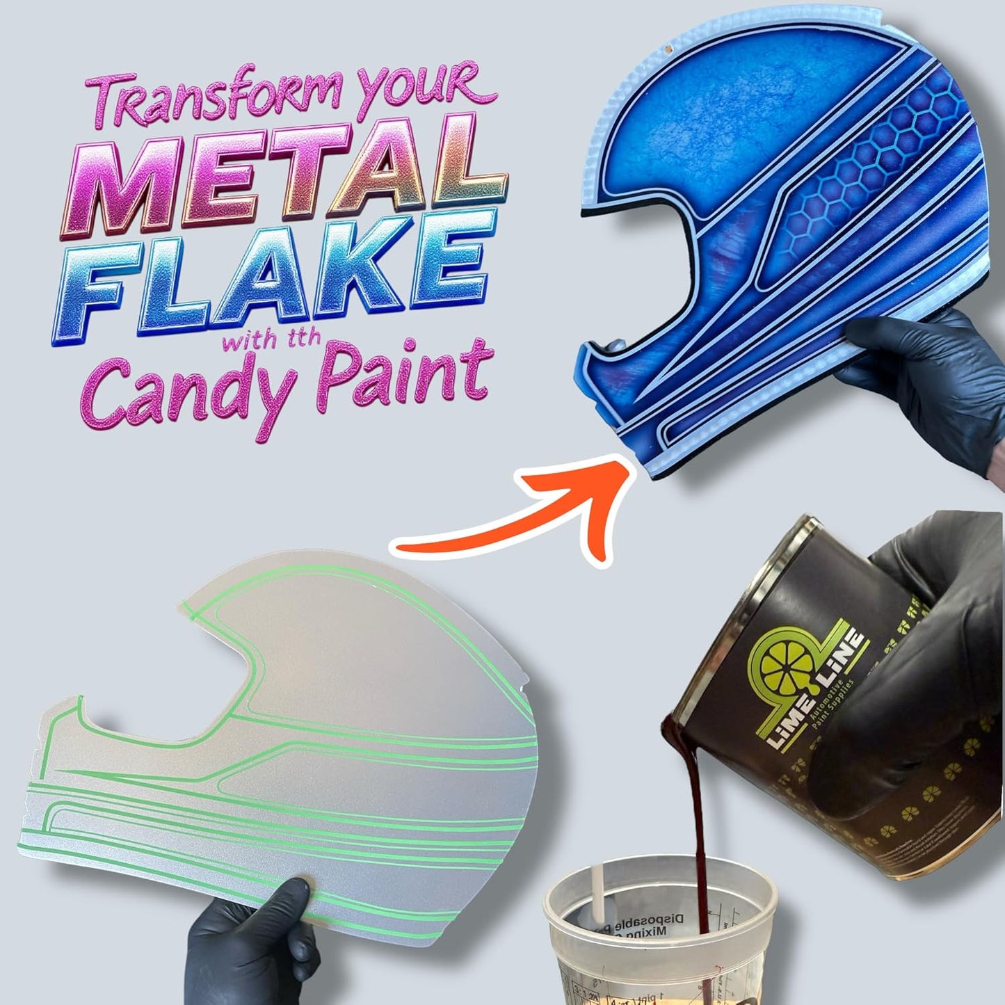 LiME LiNE Sprayable Metal Flake Paint Additive: Solvent Resistant Glitter for Automotive Custom Painting