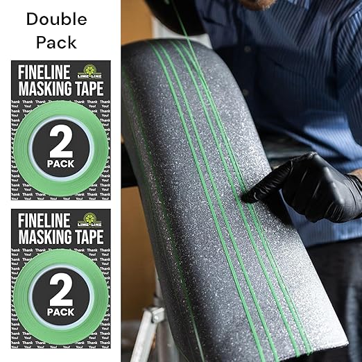 LiME LiNE 1/8" Width Green Fineline Paper Masking Pinstriping Tape for Automotive Airbrushing Designs (2 Pack)