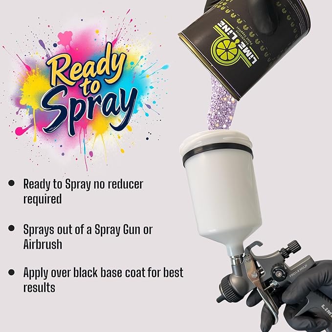 LiME LiNE Metal Flake Ready-to-Spray Automotive Basecoat - No Reducer Needed - Available in 17 Colors & 3 Sizes