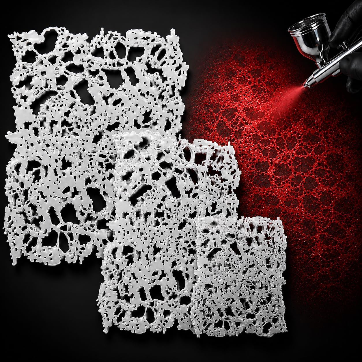 LiME LiNE 3-Piece Airbrush Texture Stencil Set – Reusable Mylar Stencils for Custom Paint, Automotive, Motorcycle & Art
