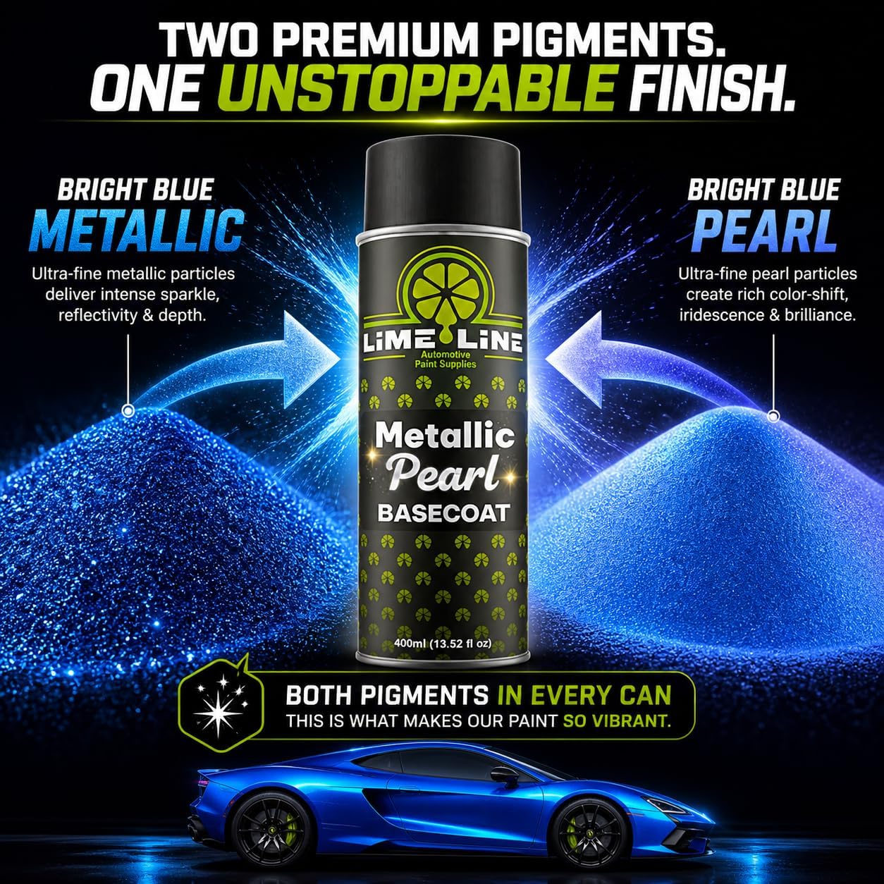 LiME LiNE Metallic Pearl Basecoat Spray Paint - 2 Stage Automotive Paint System - Basecoat Requires Clearcoat - DIY Car Paint Aerosol