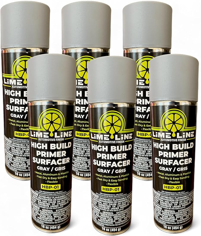 LiME LiNE 1K Flexible High Build Primer Surfacer, Direct to Metal, Primer Light Grey Aerosol Spray Can - Available in different Packs