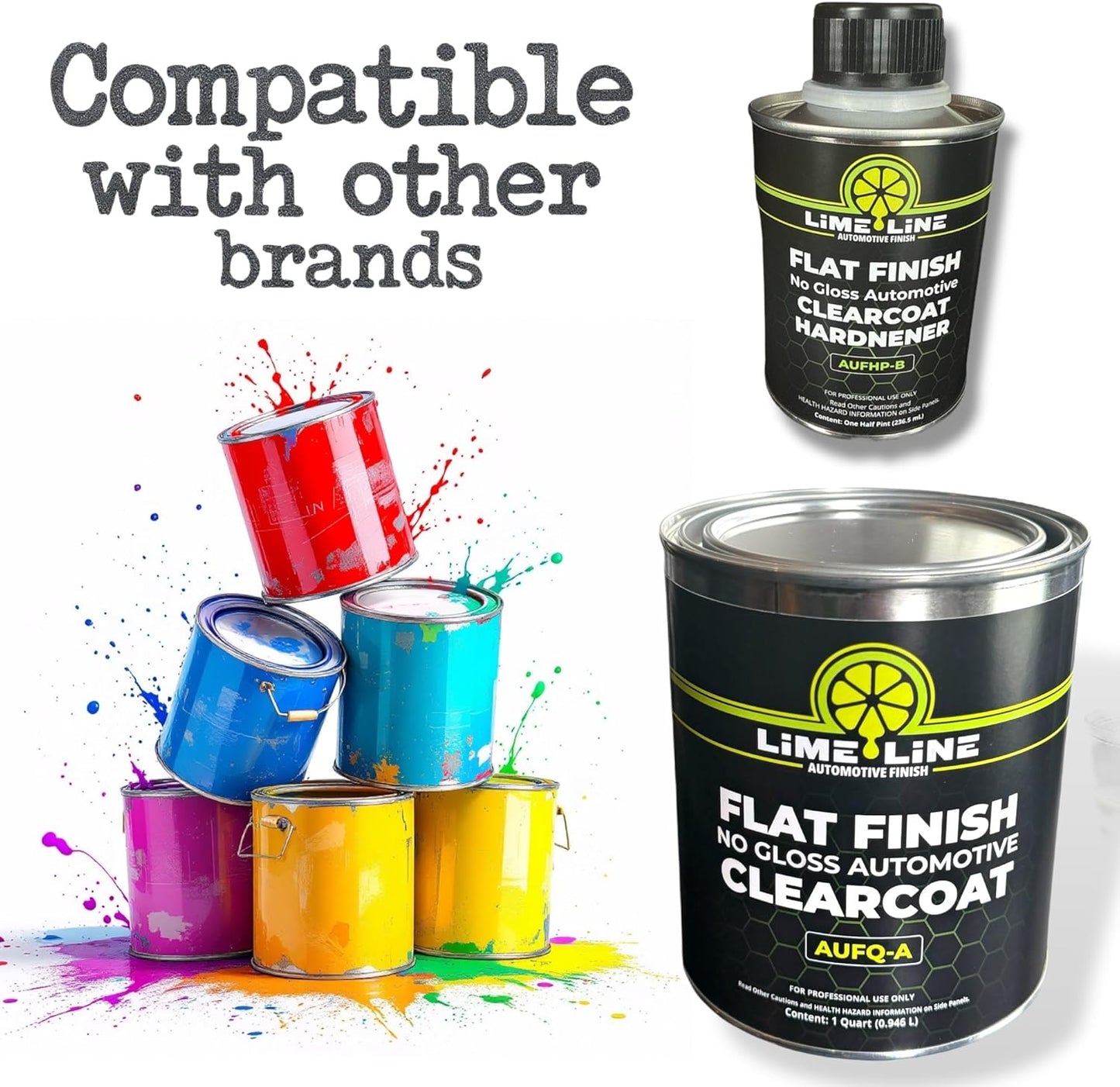 LiME LiNE Automotive Flat/Satin Clear Coat, No Gloss Urethane 2k Top Coat with Hardner Included - 1.25 Quart