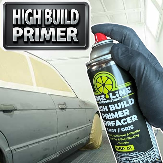 LiME LiNE 1K Flexible High Build Primer Surfacer, Direct to Metal, Primer Light Grey Aerosol Spray Can - Available in different Packs