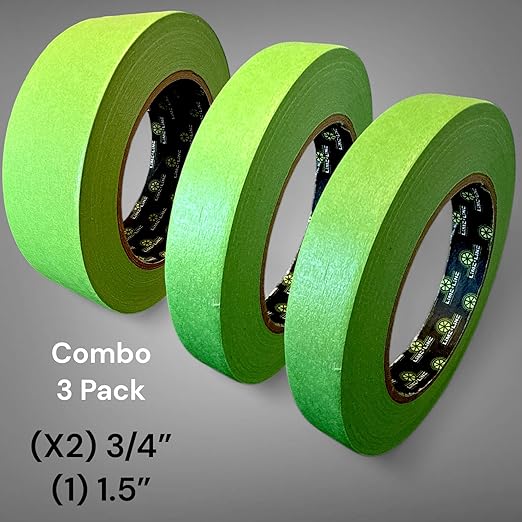 LiME LiNE Green Fineline Paper Masking Pinstriping Tapes for Automotive Custom Painting Designs - 1x 1.5" + 2x 3/4"