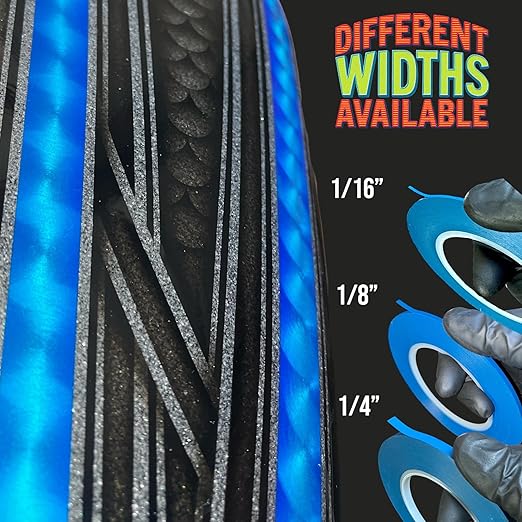 LiME LiNE Flexible Vinyl Fine Line Masking Tape for Automotive Custom Paint, No Residue Blue Pinstriping Tape - 1/4" 1/8" 1/16"