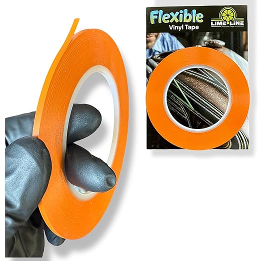 LiME LiNE Flexible Vinyl Fine Line Masking Tape for Automotive Custom Paint, No Residue Orange Pinstriping Tape - 1/4" 1/8" 1/16"