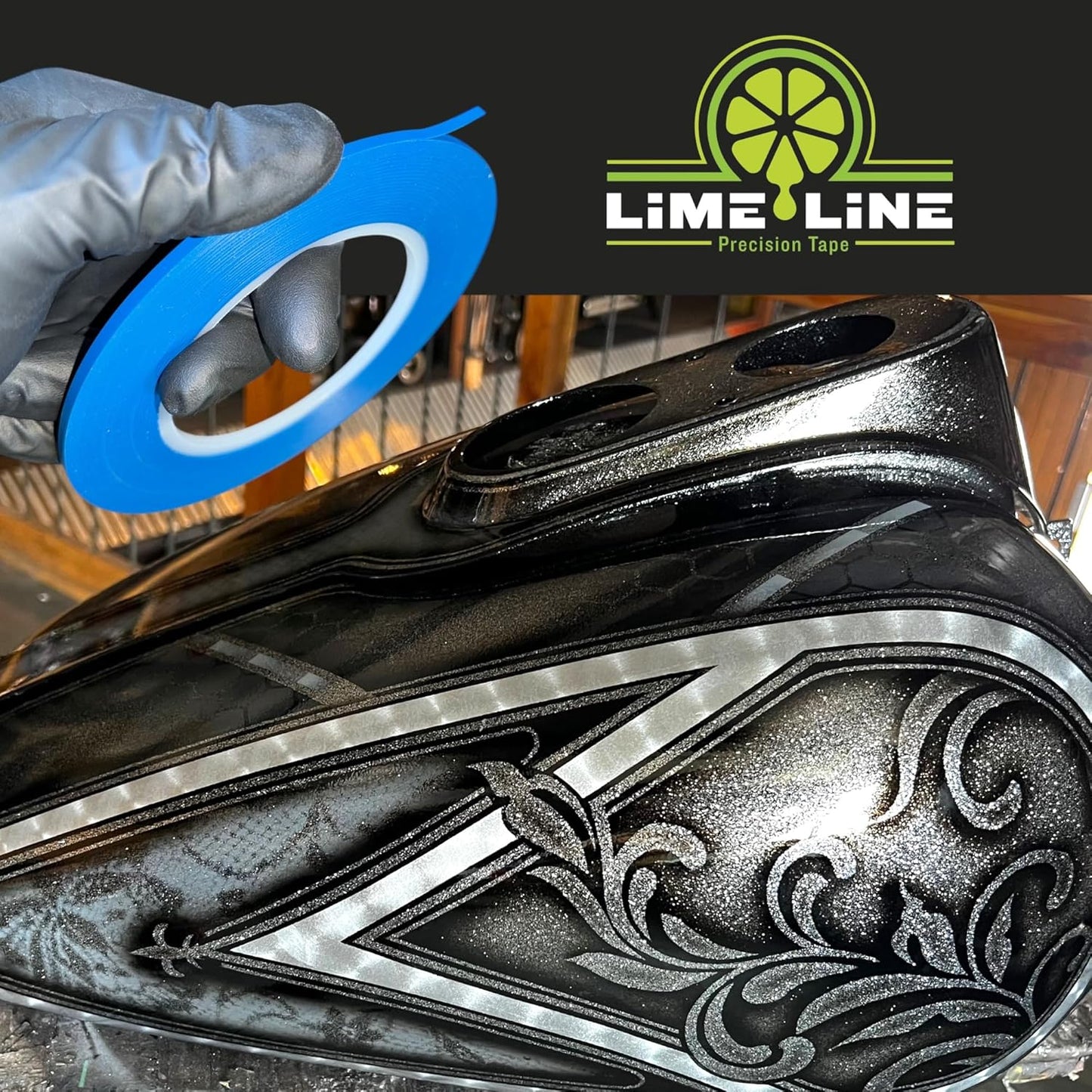 LiME LiNE Flexible Vinyl Fine Line Masking Tape for Automotive Custom Paint, No Residue Blue Pinstriping Tape - 1/4" 1/8" 1/16"
