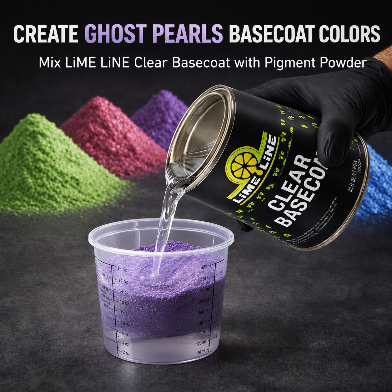 LiME LiNE Automotive Grade Basecoat Maker Pigment Powder - Makes 12 Oz Sprayable Basecoat