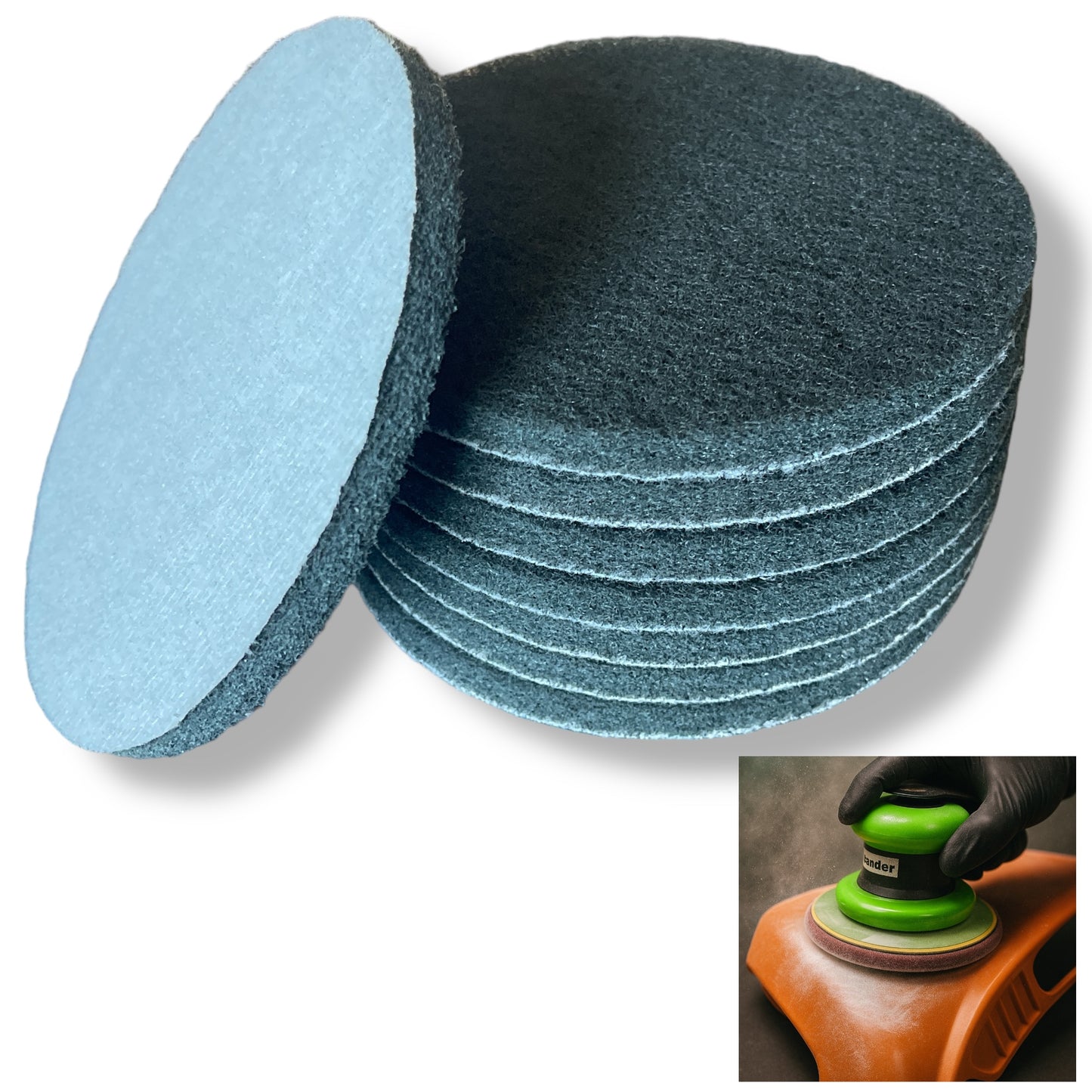 LiME LiNE 6" Hook & Loop Scuffing Discs for Orbital Dual Action Sanders- Black