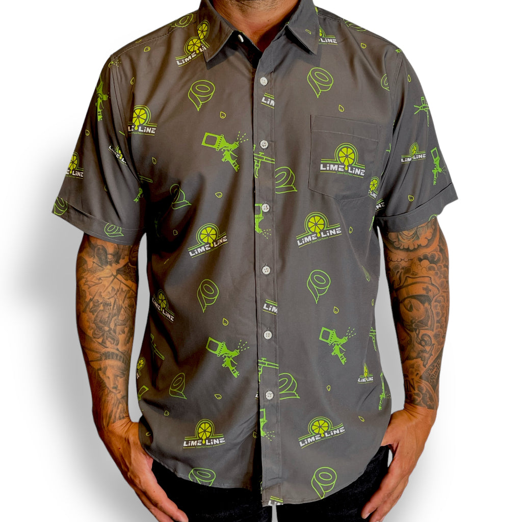 LiME LiNE Party Ready! Breath-able Work Shirt with Automotive Paint Inspired Design: Wrinkle Free (Men's )