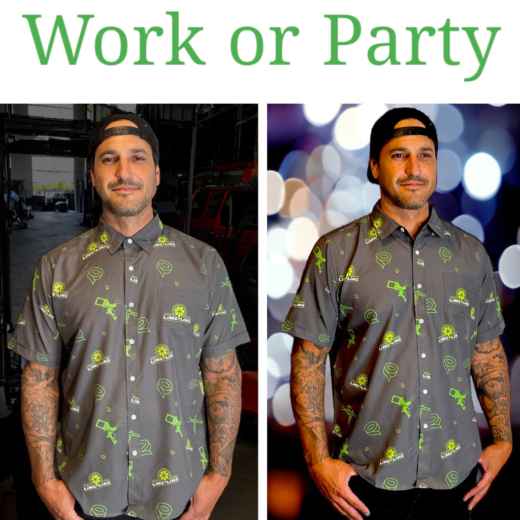 LiME LiNE Party Ready! Breath-able Work Shirt with Automotive Paint Inspired Design: Wrinkle Free (Men's )