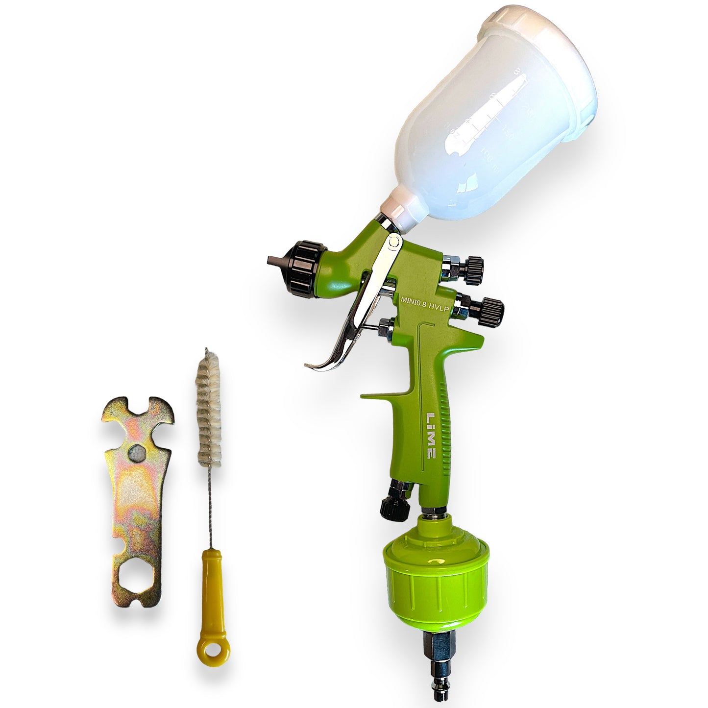 LiME LiME .8 mm Mini HVLP Automotive Spray Paint Gun with Bonus inline filter and air connector