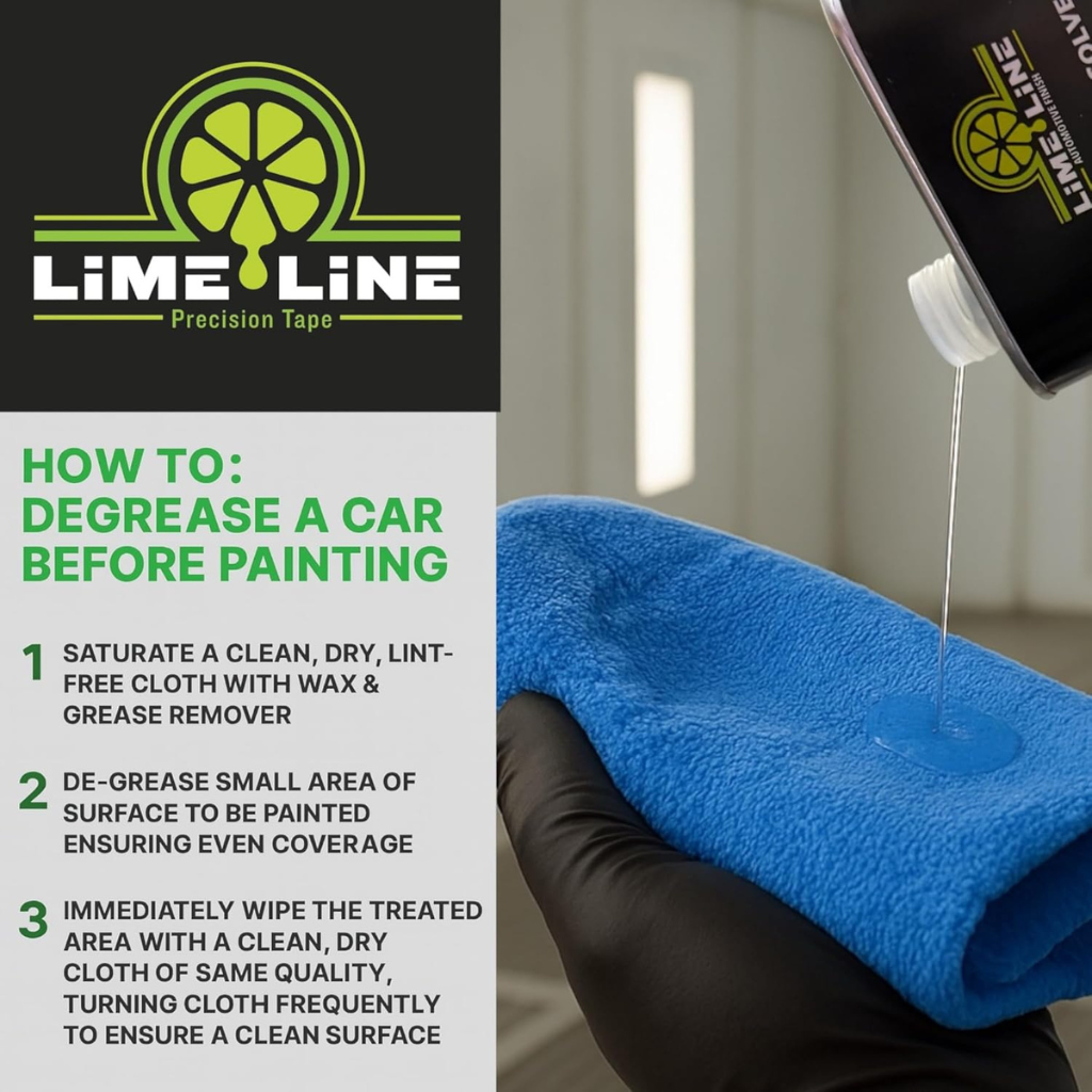 LiME LiNE Wax and Grease Remover – Multi-Surface Paint Prep Cleaner for Auto Body, Metal, Plastic, Fiberglass – Fast-Drying Solvent Degreaser Removes Wax, Tar, Adhesive & Contaminants  - Available in 3 Sizes