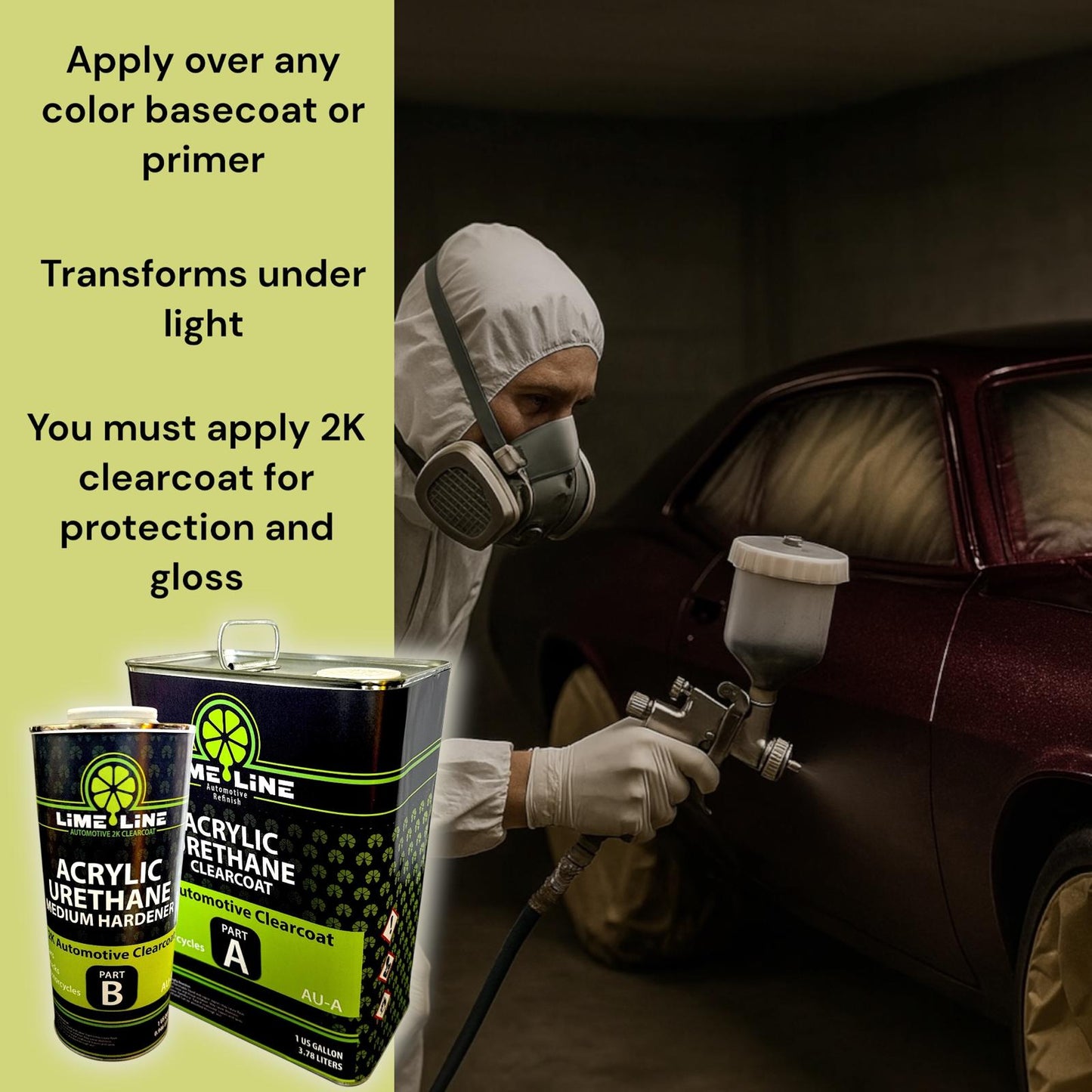 LiME LiNE Shadow LiNE Automotive Basecoat - Changes with Light - Black in the Shadows, Dazzling Metallic Under Light - 2K Clearcoat Topcoat Required